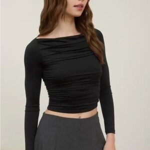 Boat Neck Long Sleeve Top in Black - NWT - Size L